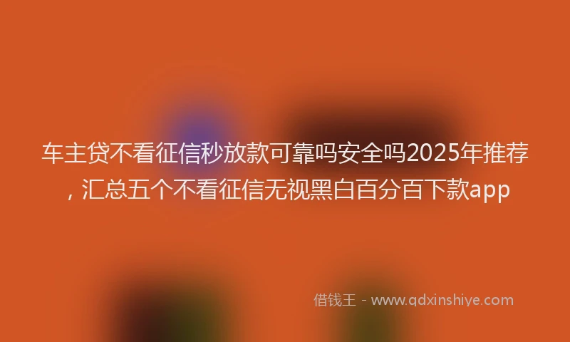 车主贷不看征信秒放款可靠吗安全吗2025年推荐，汇总五个不看征信无视黑白百分百下款app