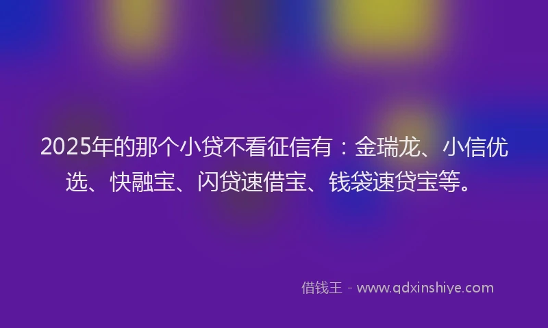 2025年的那个小贷不看征信有：金瑞龙、小信优选、快融宝、闪贷速借宝、钱袋速贷宝等。
