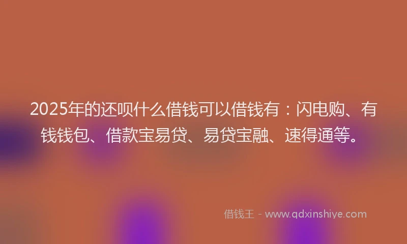 2025年的还呗什么借钱可以借钱有：闪电购、有钱钱包、借款宝易贷、易贷宝融、速得通等。
