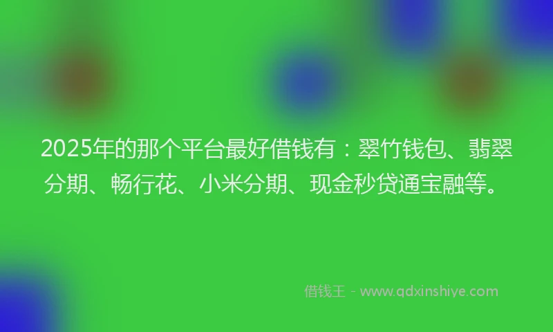 2025年的那个平台最好借钱有：翠竹钱包、翡翠分期、畅行花、小米分期、现金秒贷通宝融等。