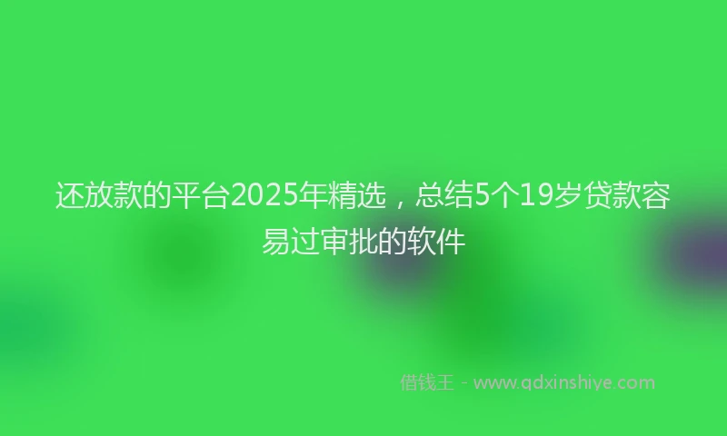 还放款的平台2025年精选，总结5个19岁贷款容易过审批的软件