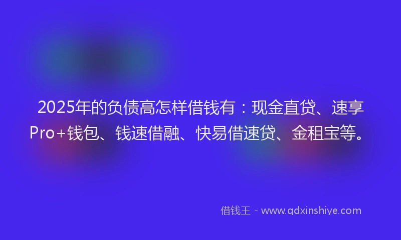 2025年的负债高怎样借钱有：现金直贷、速享Pro+钱包、钱速借融、快易借速贷、金租宝等。