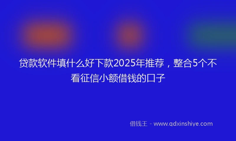 贷款软件填什么好下款2025年推荐，整合5个不看征信小额借钱的口子