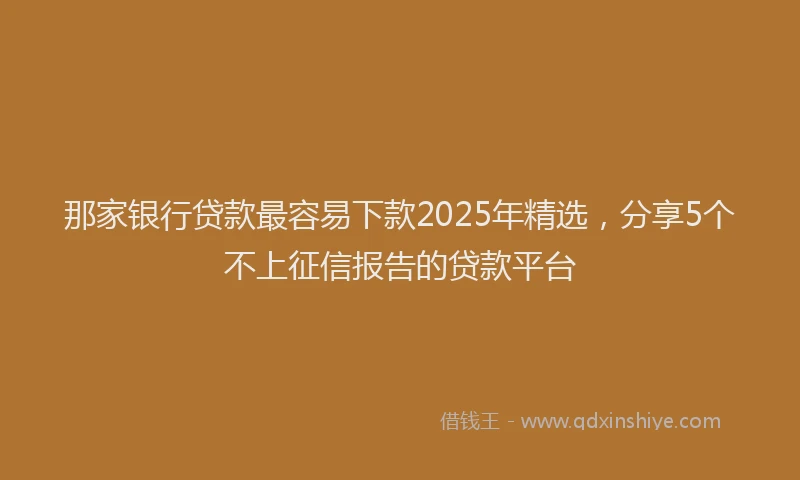 那家银行贷款最容易下款2025年精选，分享5个不上征信报告的贷款平台