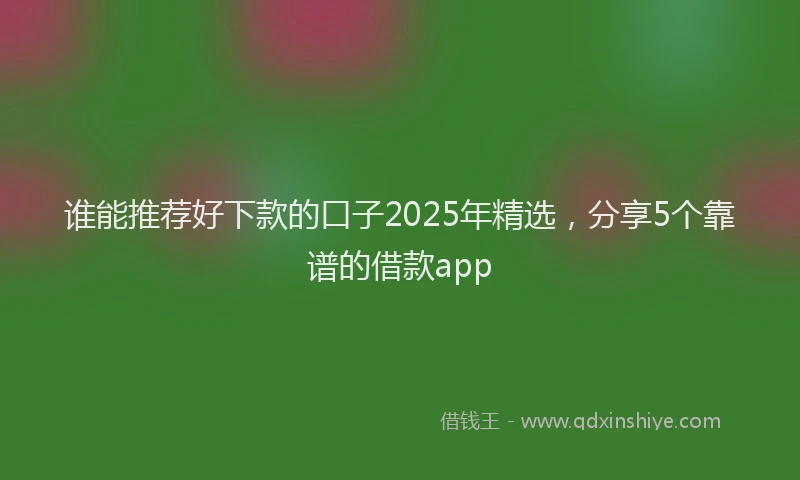 谁能推荐好下款的口子2025年精选，分享5个靠谱的借款app