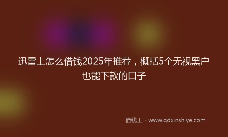 迅雷上怎么借钱2025年推荐，概括5个无视黑户也能下款的口子