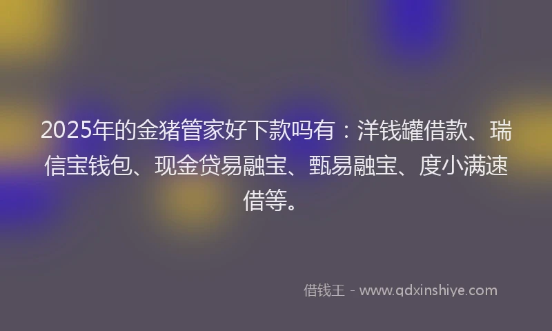 2025年的金猪管家好下款吗有：洋钱罐借款、瑞信宝钱包、现金贷易融宝、甄易融宝、度小满速借等。