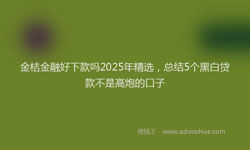 金桔金融好下款吗2025年精选，总结5个黑白贷款不是高炮的口子