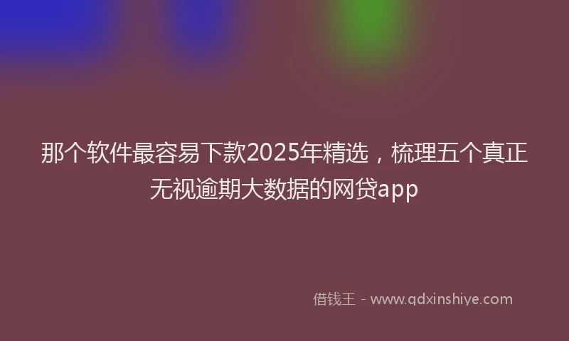 那个软件最容易下款2025年精选，梳理五个真正无视逾期大数据的网贷app