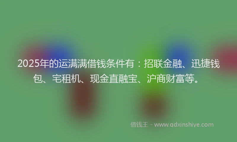 2025年的运满满借钱条件有：招联金融、迅捷钱包、宅租机、现金直融宝、沪商财富等。