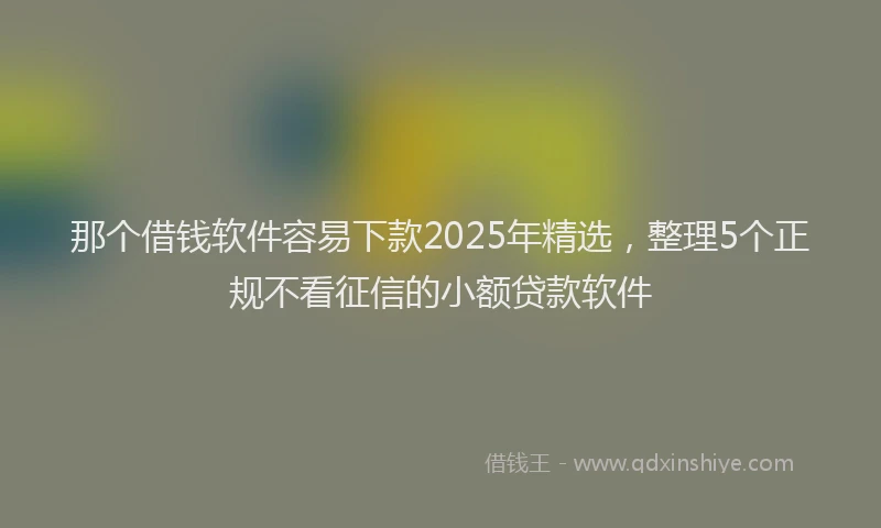 那个借钱软件容易下款2025年精选，整理5个正规不看征信的小额贷款软件