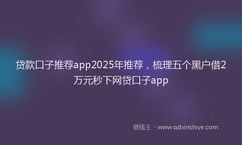 贷款口子推荐app2025年推荐，梳理五个黑户借2万元秒下网贷口子app