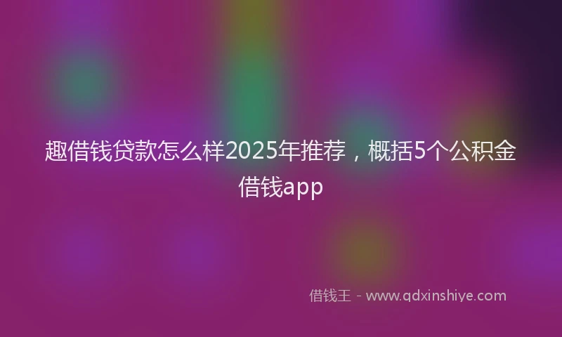 趣借钱贷款怎么样2025年推荐，概括5个公积金借钱app