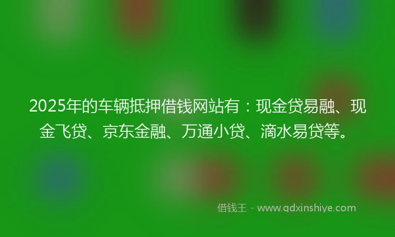 2025年的车辆抵押借钱网站有：现金贷易融、现金飞贷、京东金融、万通小贷、滴水易贷等。