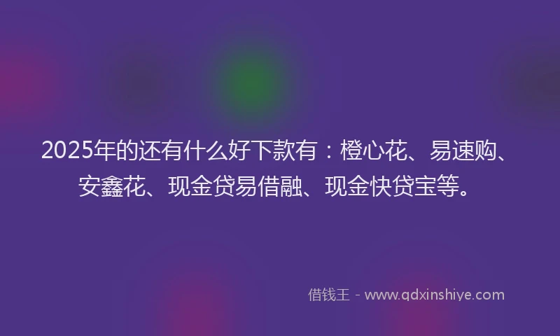 2025年的还有什么好下款有：橙心花、易速购、安鑫花、现金贷易借融、现金快贷宝等。