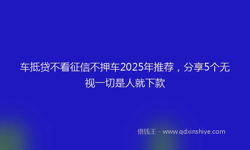 车抵贷不看征信不押车2025年推荐，分享5个无视一切是人就下款