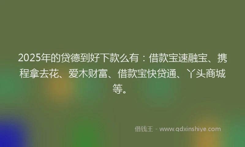 2025年的贷德到好下款么有：借款宝速融宝、携程拿去花、爱木财富、借款宝快贷通、丫头商城等。