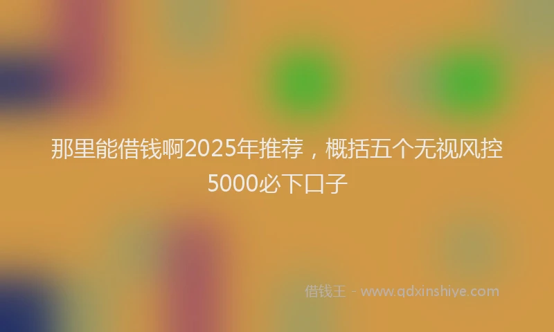 那里能借钱啊2025年推荐，概括五个无视风控5000必下口子