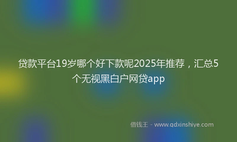 贷款平台19岁哪个好下款呢2025年推荐，汇总5个无视黑白户网贷app