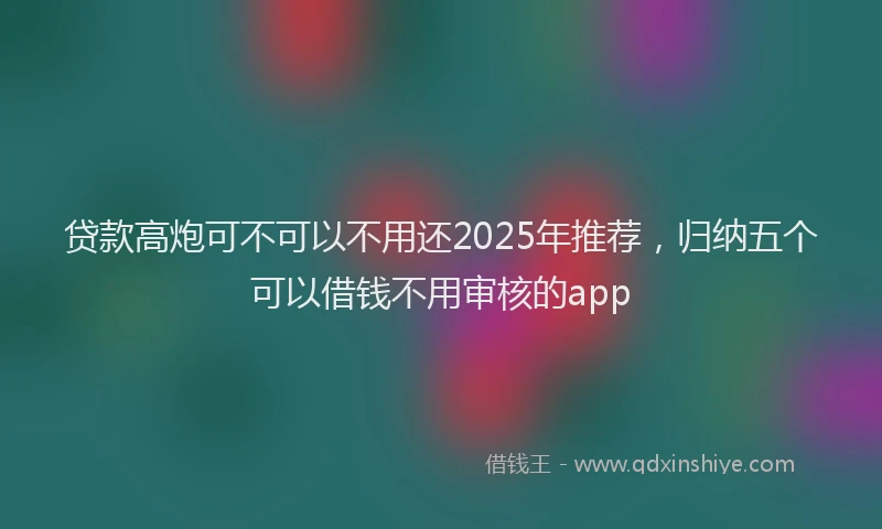 贷款高炮可不可以不用还2025年推荐，归纳五个可以借钱不用审核的app