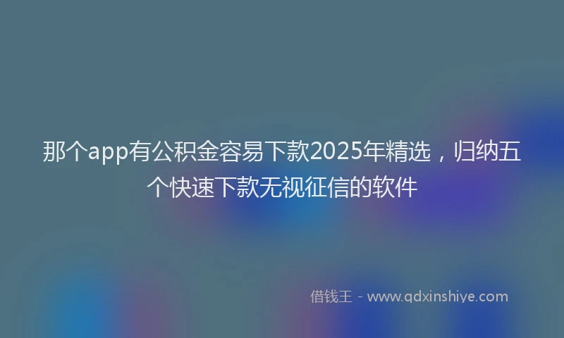 那个app有公积金容易下款2025年精选，归纳五个快速下款无视征信的软件
