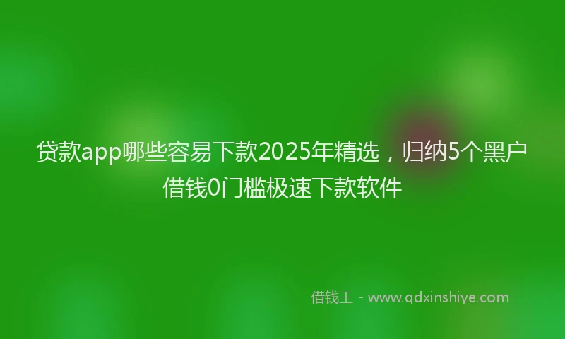 贷款app哪些容易下款2025年精选，归纳5个黑户借钱0门槛极速下款软件