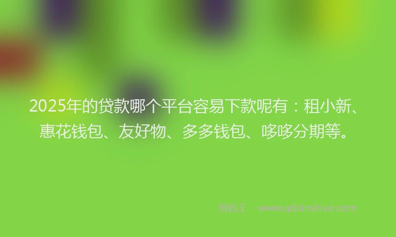 2025年的贷款哪个平台容易下款呢有：租小新、惠花钱包、友好物、多多钱包、哆哆分期等。