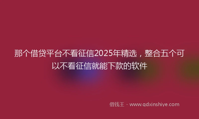 那个借贷平台不看征信2025年精选，整合五个可以不看征信就能下款的软件