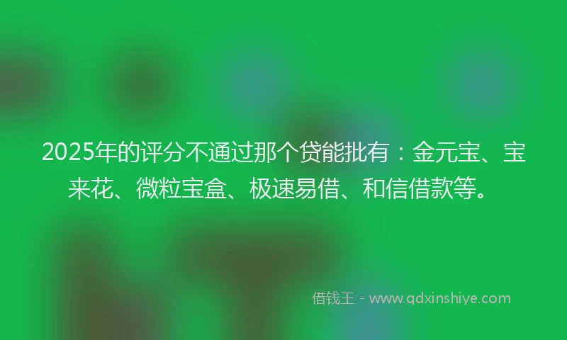2025年的评分不通过那个贷能批有：金元宝、宝来花、微粒宝盒、极速易借、和信借款等。