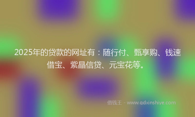 2025年的贷款的网址有：随行付、甄享购、钱速借宝、紫晶信贷、元宝花等。