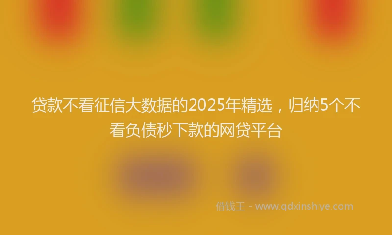 贷款不看征信大数据的2025年精选，归纳5个不看负债秒下款的网贷平台