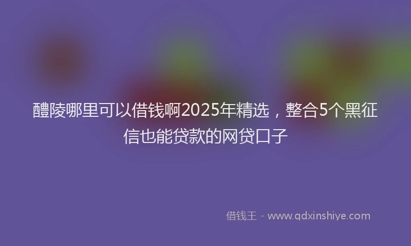 醴陵哪里可以借钱啊2025年精选，整合5个黑征信也能贷款的网贷口子