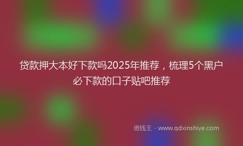 贷款押大本好下款吗2025年推荐，梳理5个黑户必下款的口子贴吧推荐
