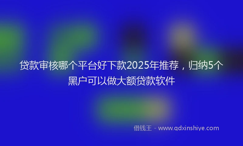 贷款审核哪个平台好下款2025年推荐，归纳5个黑户可以做大额贷款软件