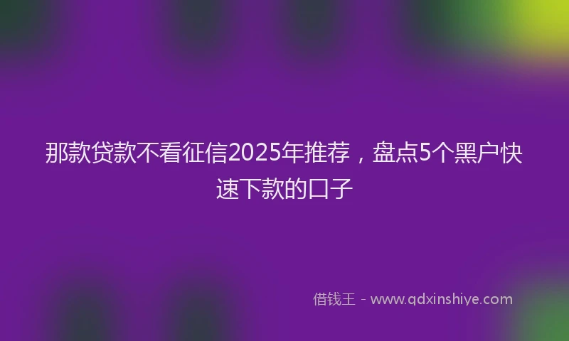 那款贷款不看征信2025年推荐，盘点5个黑户快速下款的口子