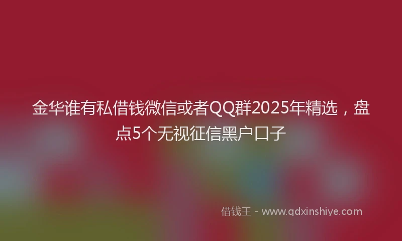 金华谁有私借钱微信或者QQ群2025年精选，盘点5个无视征信黑户口子
