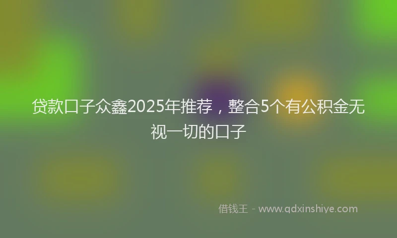 贷款口子众鑫2025年推荐，整合5个有公积金无视一切的口子