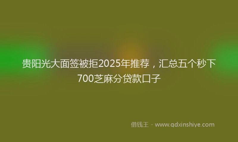 贵阳光大面签被拒2025年推荐，汇总五个秒下700芝麻分贷款口子