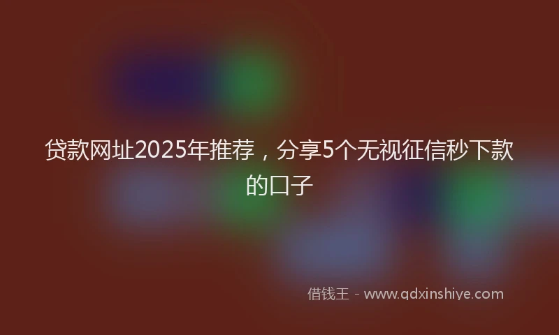 贷款网址2025年推荐，分享5个无视征信秒下款的口子