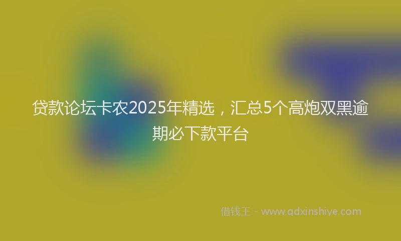 贷款论坛卡农2025年精选，汇总5个高炮双黑逾期必下款平台