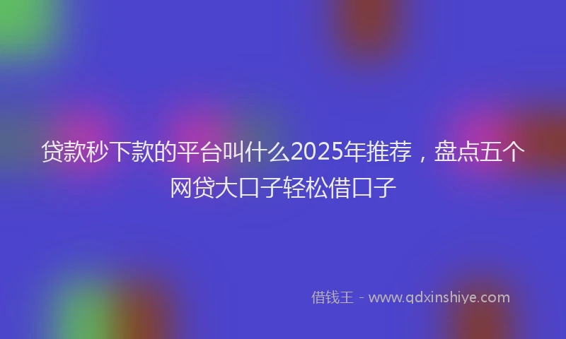 贷款秒下款的平台叫什么2025年推荐，盘点五个网贷大口子轻松借口子