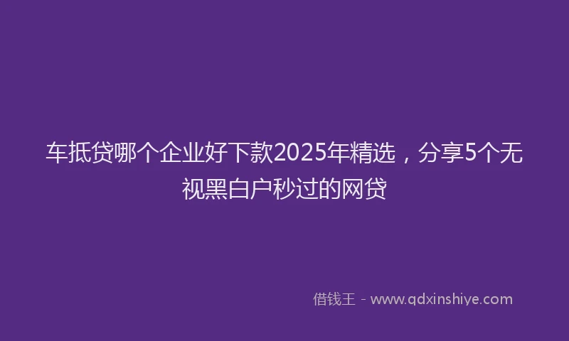 车抵贷哪个企业好下款2025年精选，分享5个无视黑白户秒过的网贷