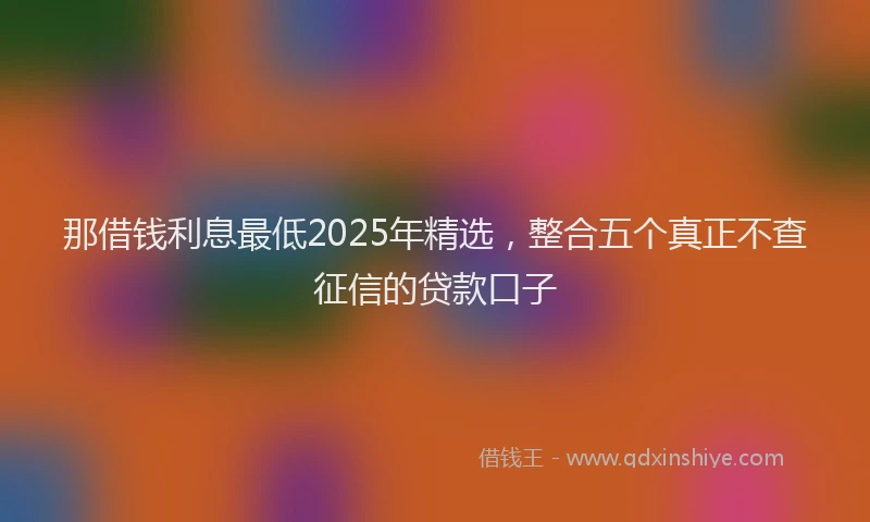 那借钱利息最低2025年精选，整合五个真正不查征信的贷款口子