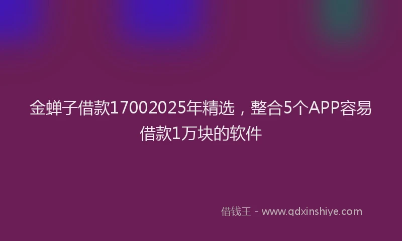 金蝉子借款17002025年精选，整合5个APP容易借款1万块的软件