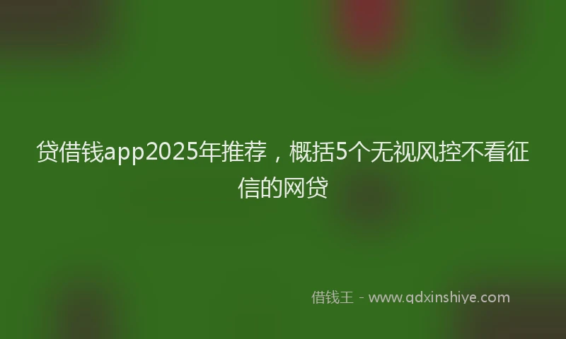 贷借钱app2025年推荐，概括5个无视风控不看征信的网贷