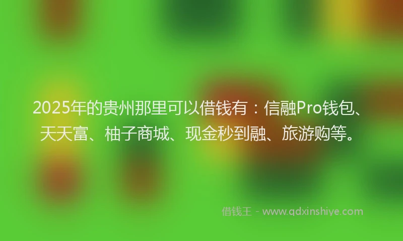 2025年的贵州那里可以借钱有：信融Pro钱包、天天富、柚子商城、现金秒到融、旅游购等。