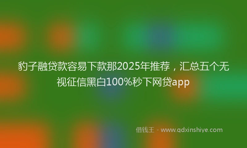 豹子融贷款容易下款那2025年推荐，汇总五个无视征信黑白100%秒下网贷app