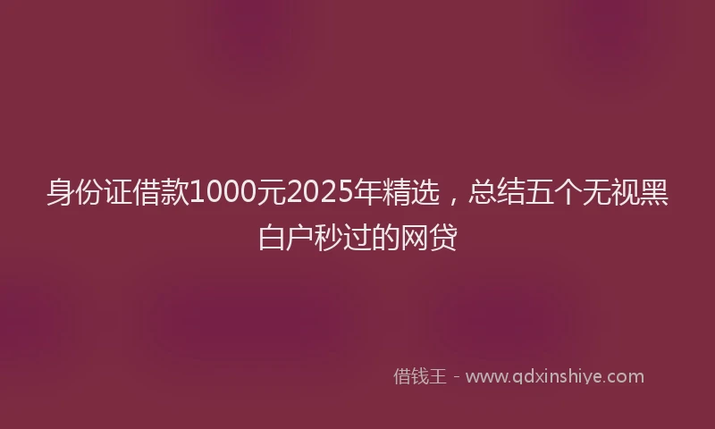 身份证借款1000元2025年精选，总结五个无视黑白户秒过的网贷