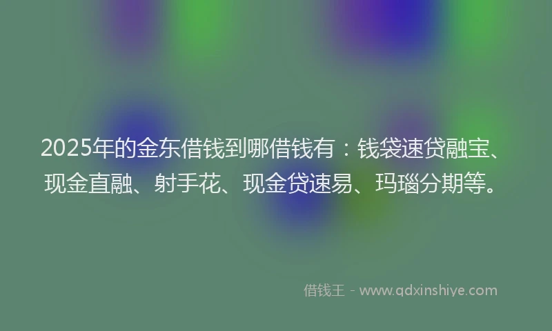2025年的金东借钱到哪借钱有：钱袋速贷融宝、现金直融、射手花、现金贷速易、玛瑙分期等。