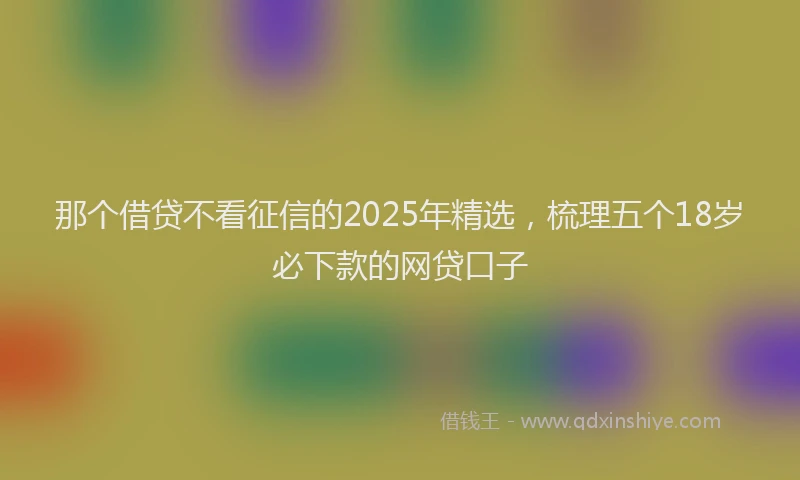 那个借贷不看征信的2025年精选，梳理五个18岁必下款的网贷口子